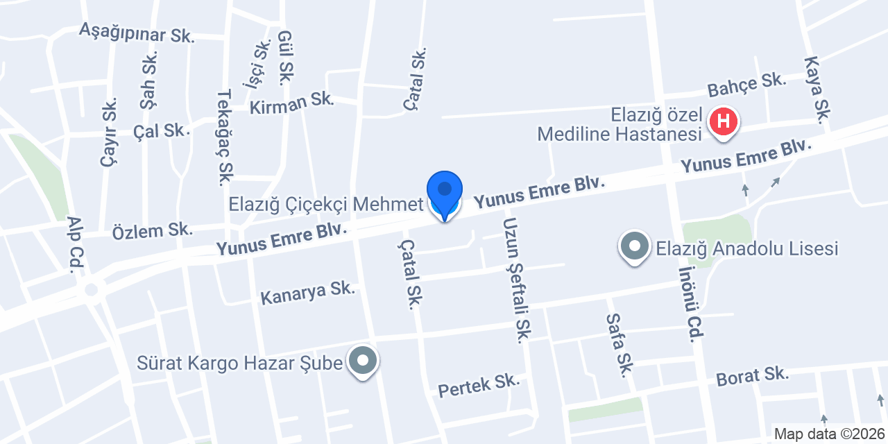 Elazığ Çiçekçi Mehmet konumu