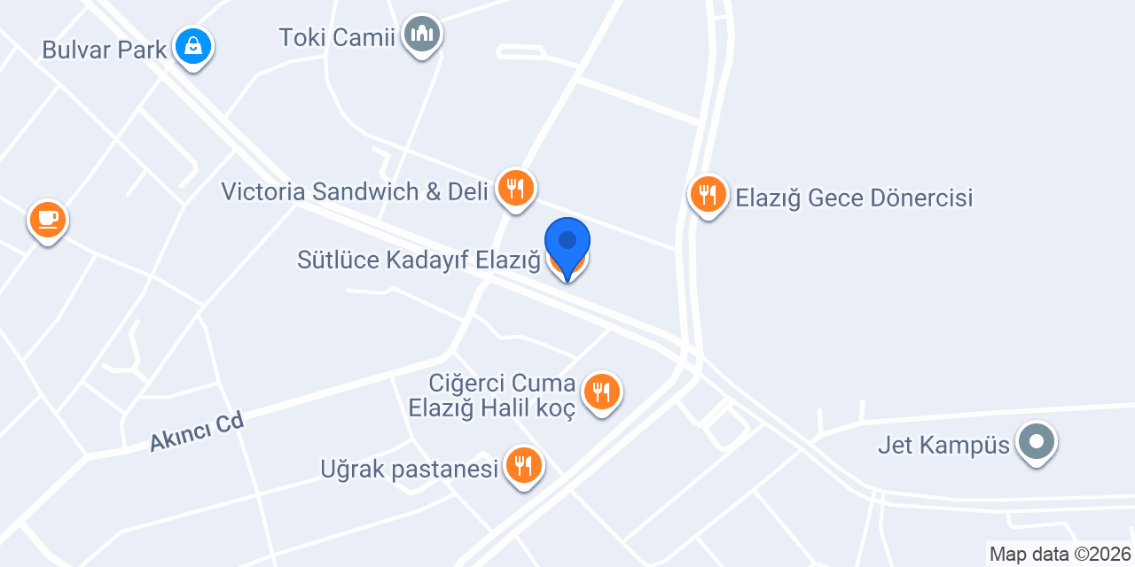 Sütlüce Kadayıf Elazığ konumu
