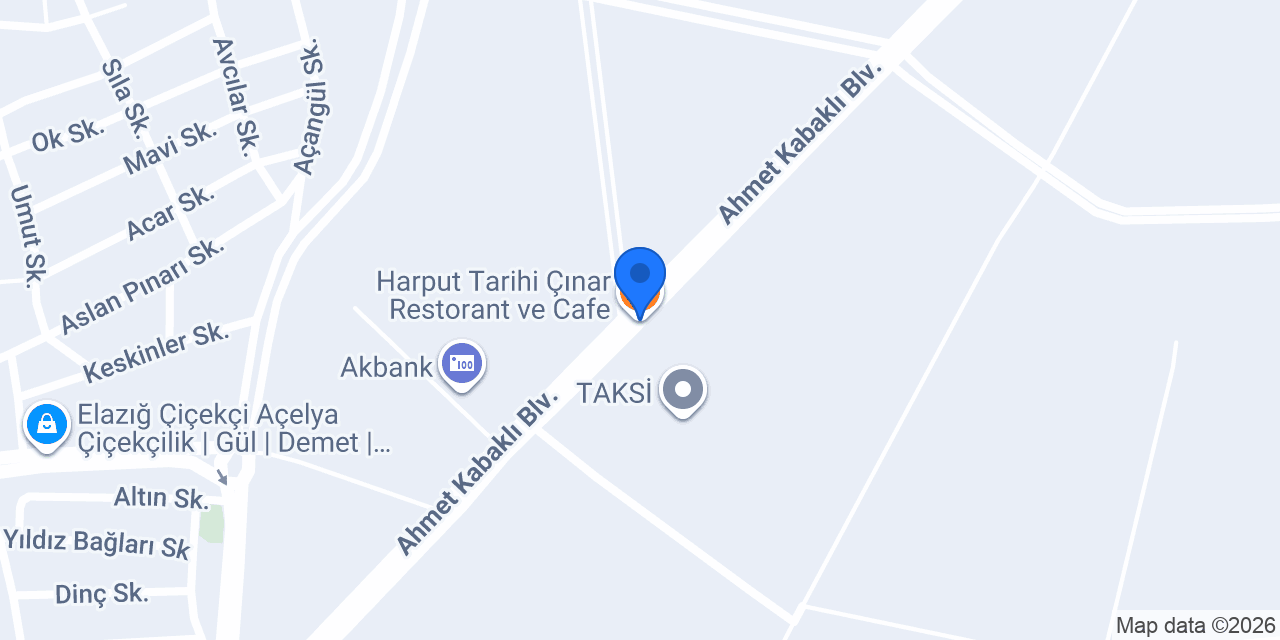 Harput Tarihi Çınar Restorant ve Cafe konumu