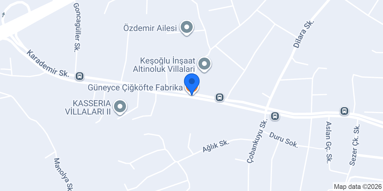 Güneyce Çiğköfte Fabrika konumu