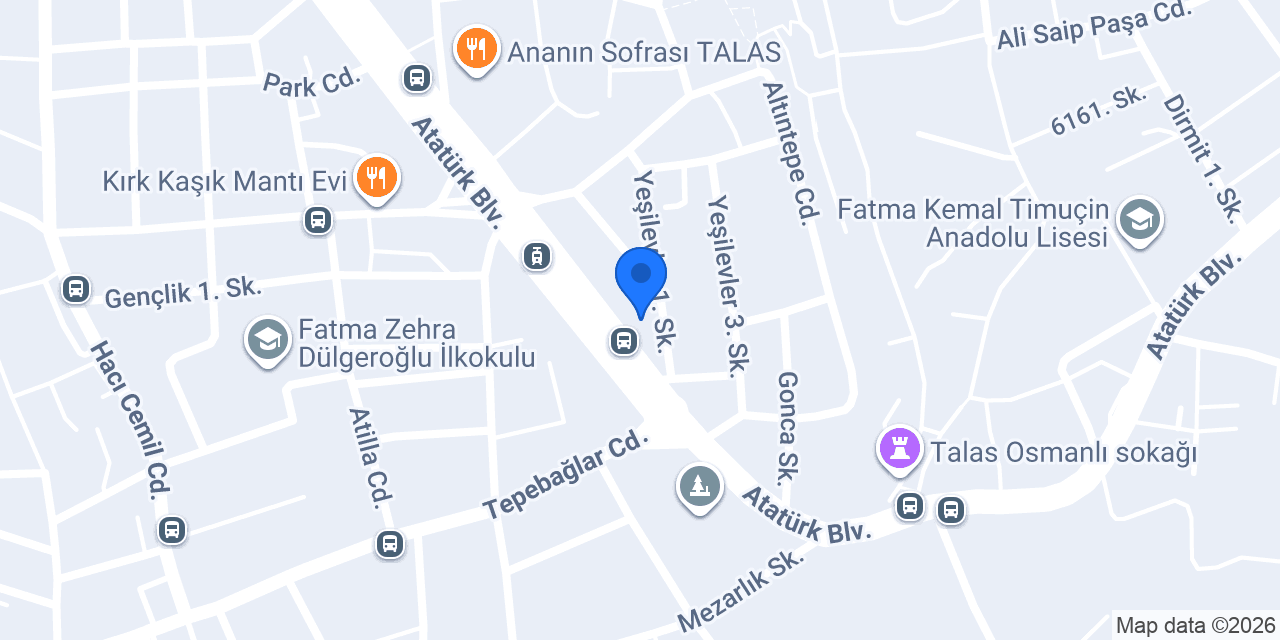 Talas Sürücü Kursu konumu