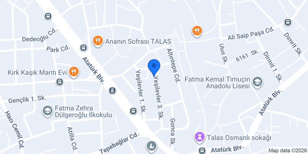 RSC Mimarlık & Yapı Talas Şubesi konumu