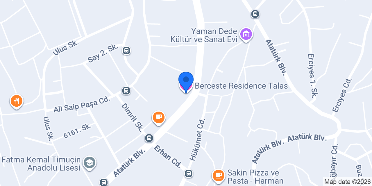 Berceste Residence Talas konumu