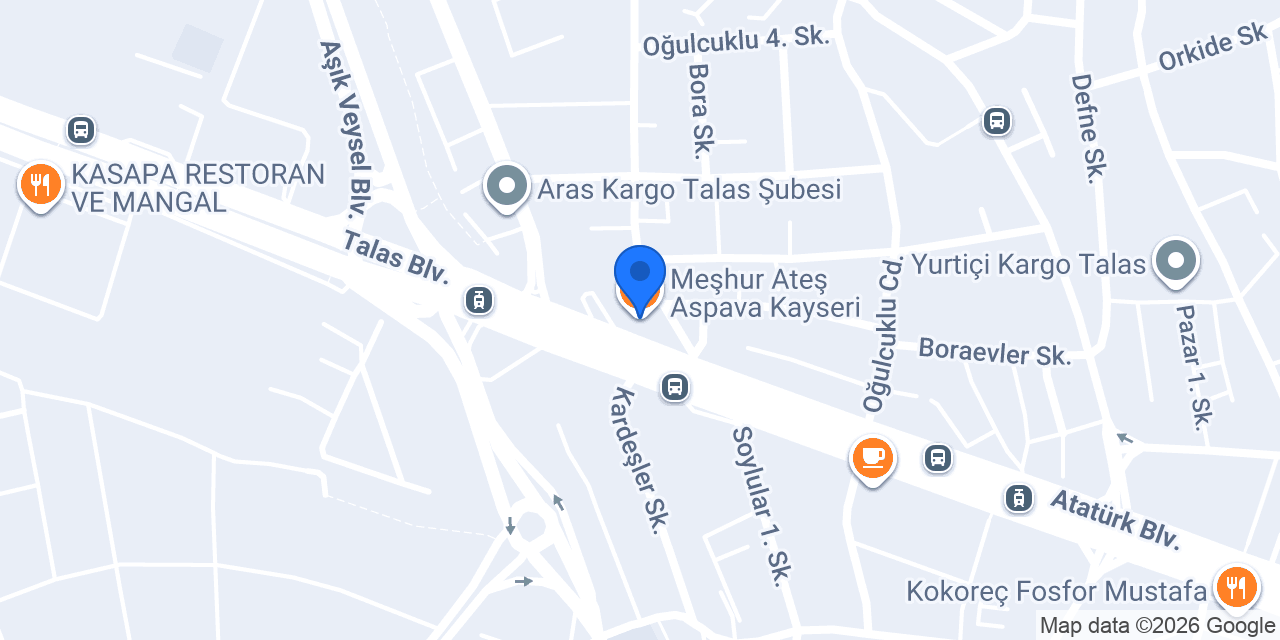 Meşhur Ateş Aspava Kayseri konumu