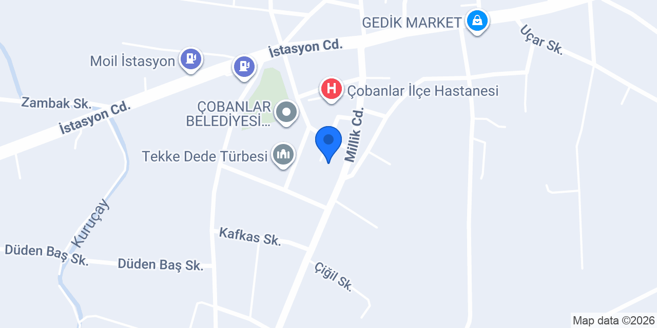 Çobanlar İlçe Jandarma konumu