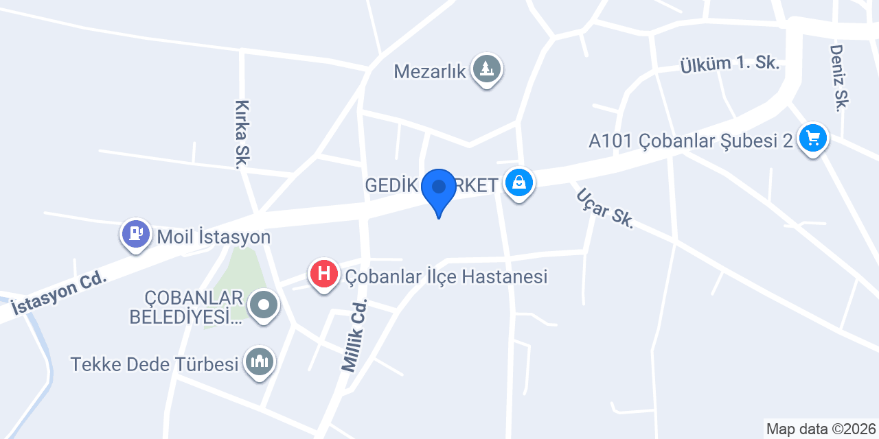 Çobanlar İlçe Devlet Hastanesi konumu