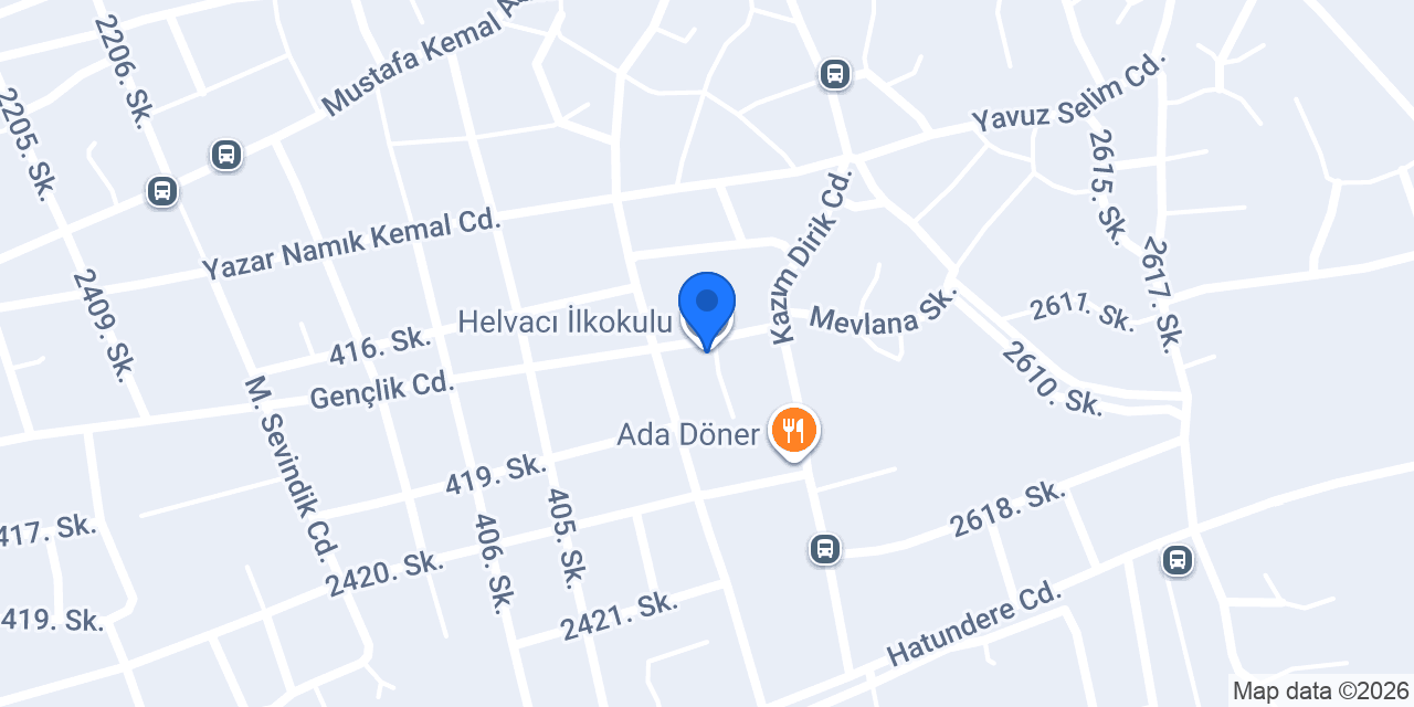 Helvacı İlkokulu konumu