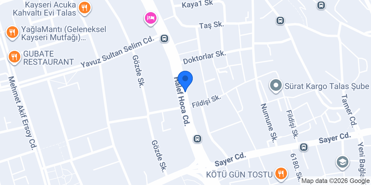 Talas Eğitim Kurumları YKS Şubesi konumu