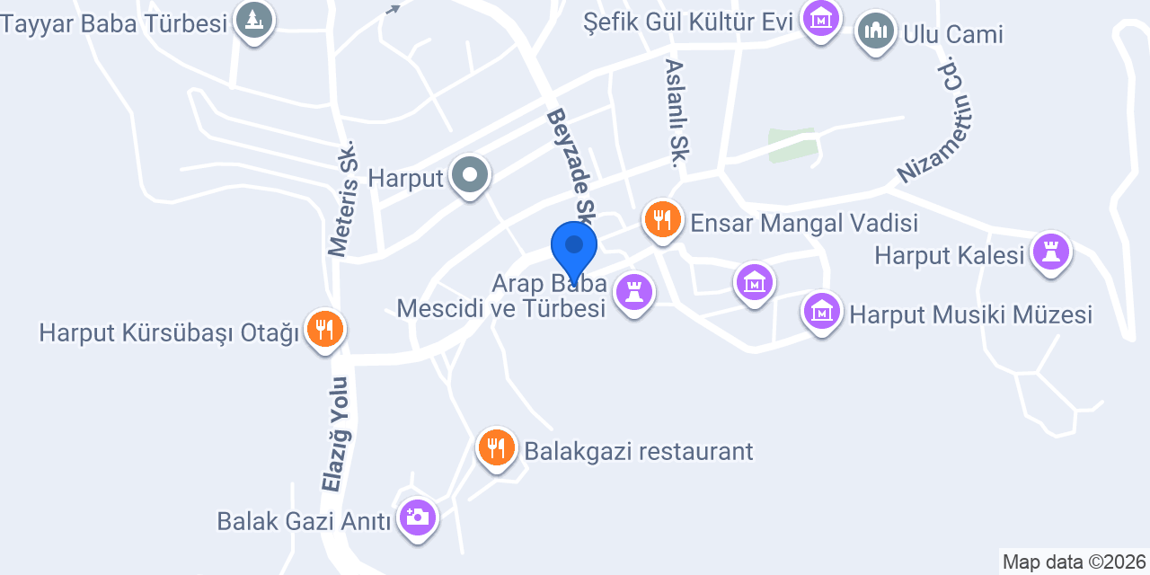 Harput Atikeler Butik Otel konumu