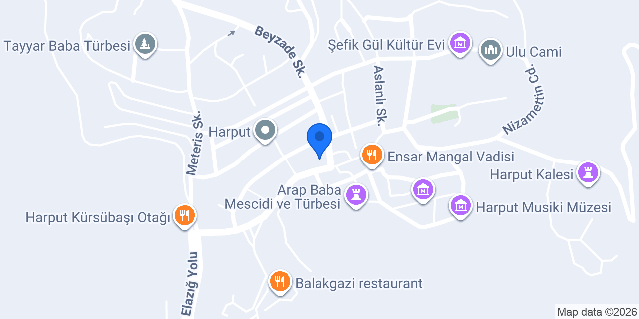 Harput Divan Lokanta ve Aile Çay Bahçesi konumu