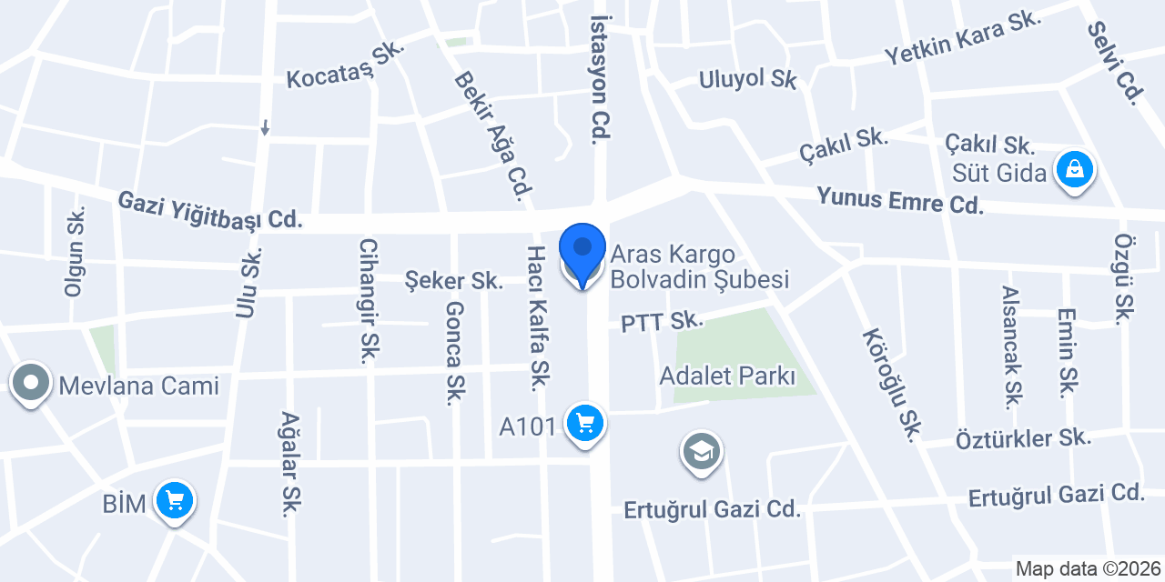 Aras Kargo Bolvadin Şubesi konumu