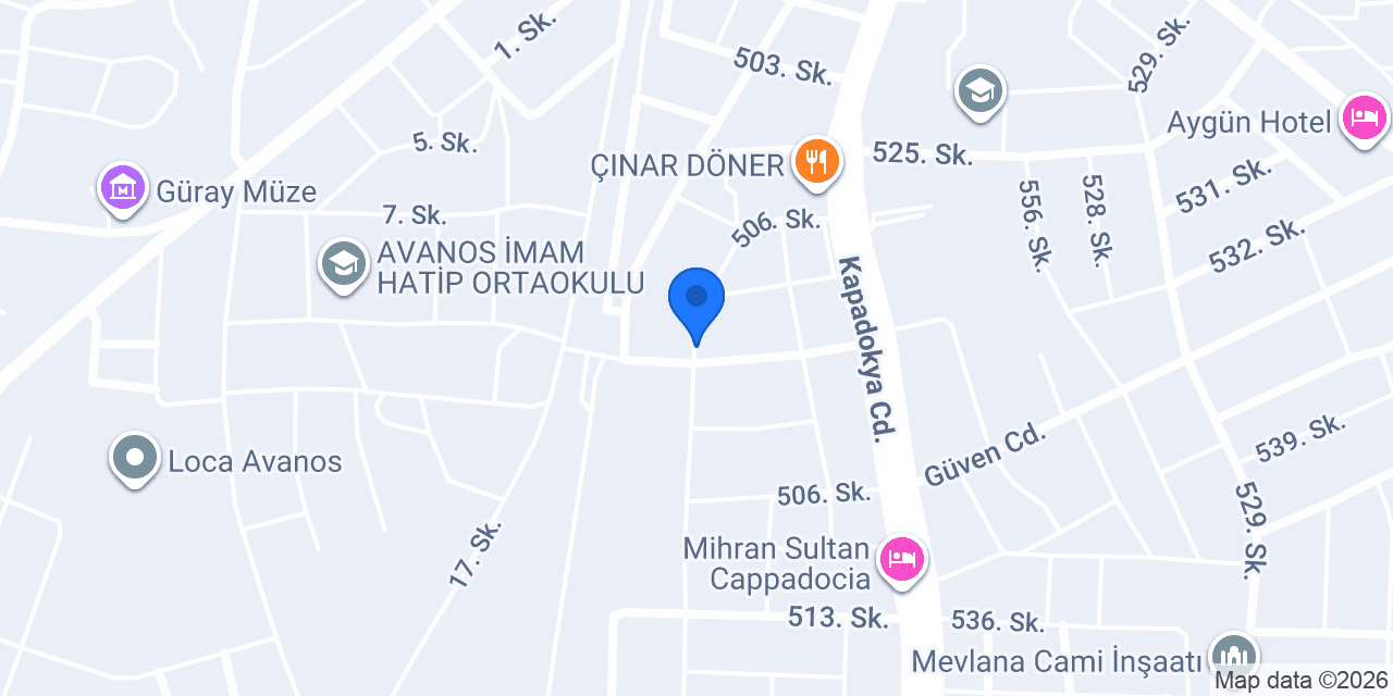 Göksu Rent A Car Avanos Cappadocıa konumu