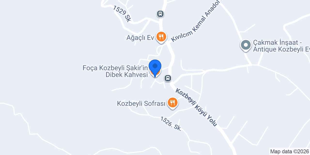 Foça Kozbeyli Şakir'in Dibek Kahvesi konumu