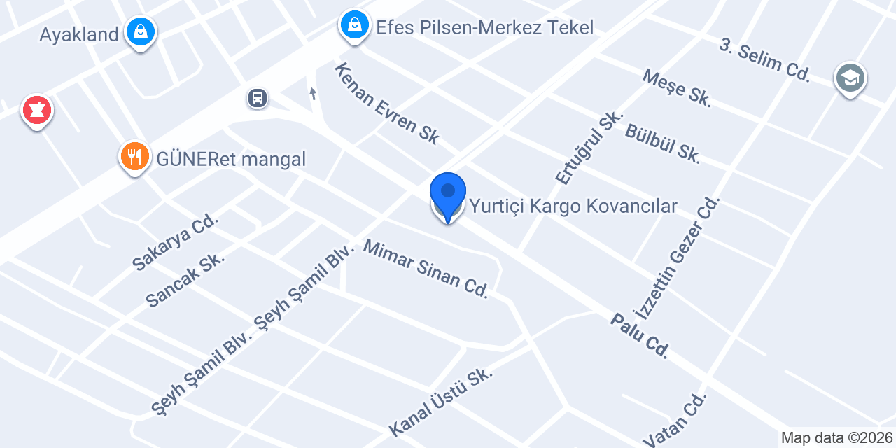 Yurtiçi Kargo Kovancılar konumu