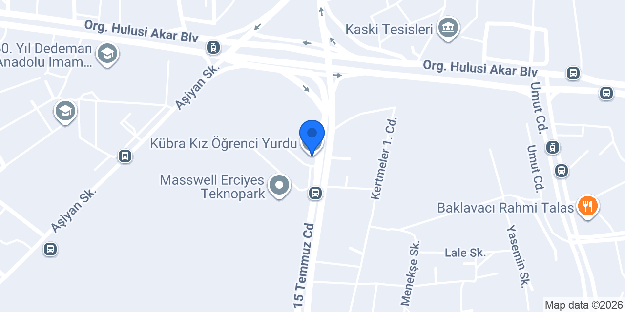Kübra Kız Öğrenci Yurdu konumu