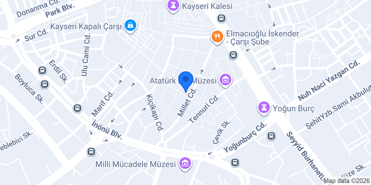 TEB Kayseri Şubesi konumu