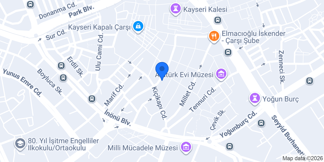 Garanti BBVA Kayseri Şubesi konumu