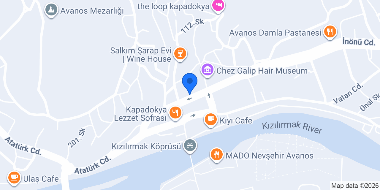 Zelve hotel konumu