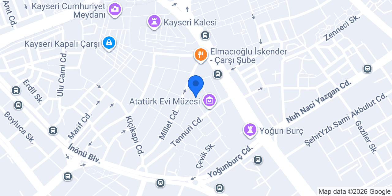 Anadolubank Kayseri Şubesi konumu
