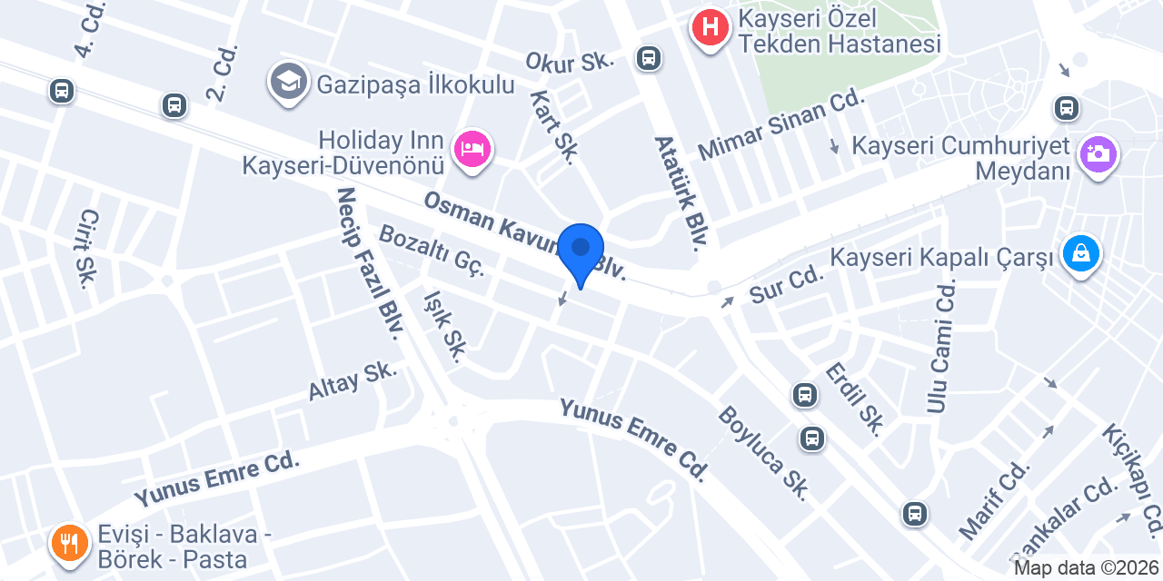 KAYSERİ ÇİÇEK BAHÇESİ konumu