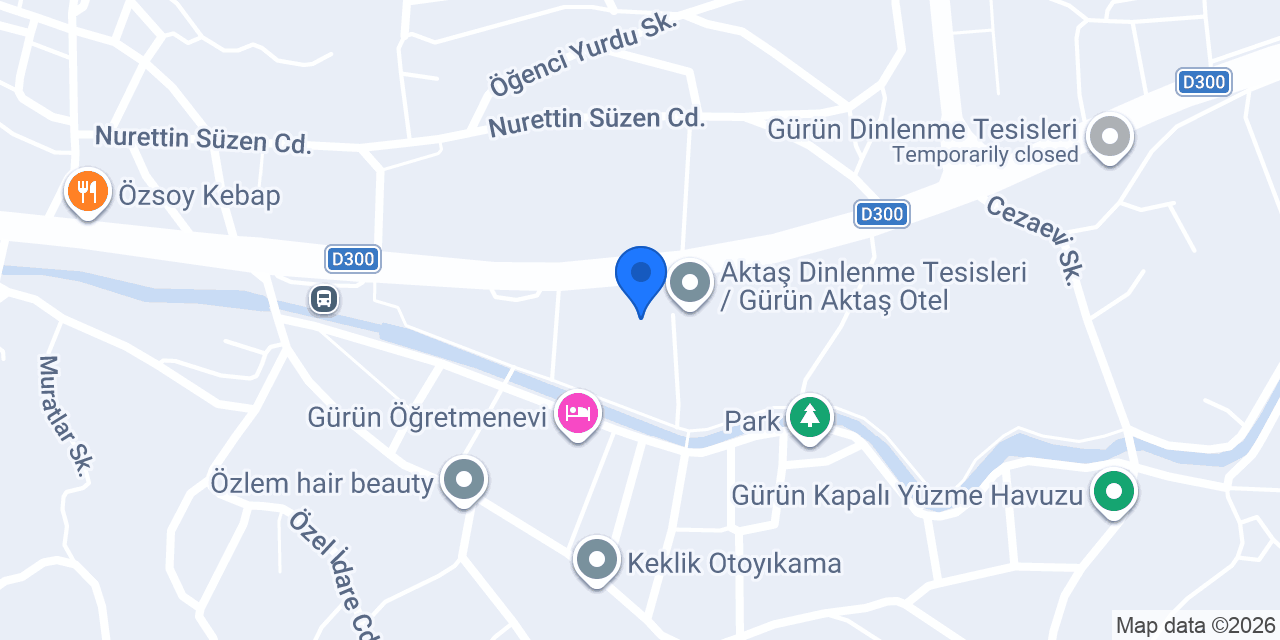 Gürün Otel - Aktaş Otel Sivas Gürün konumu