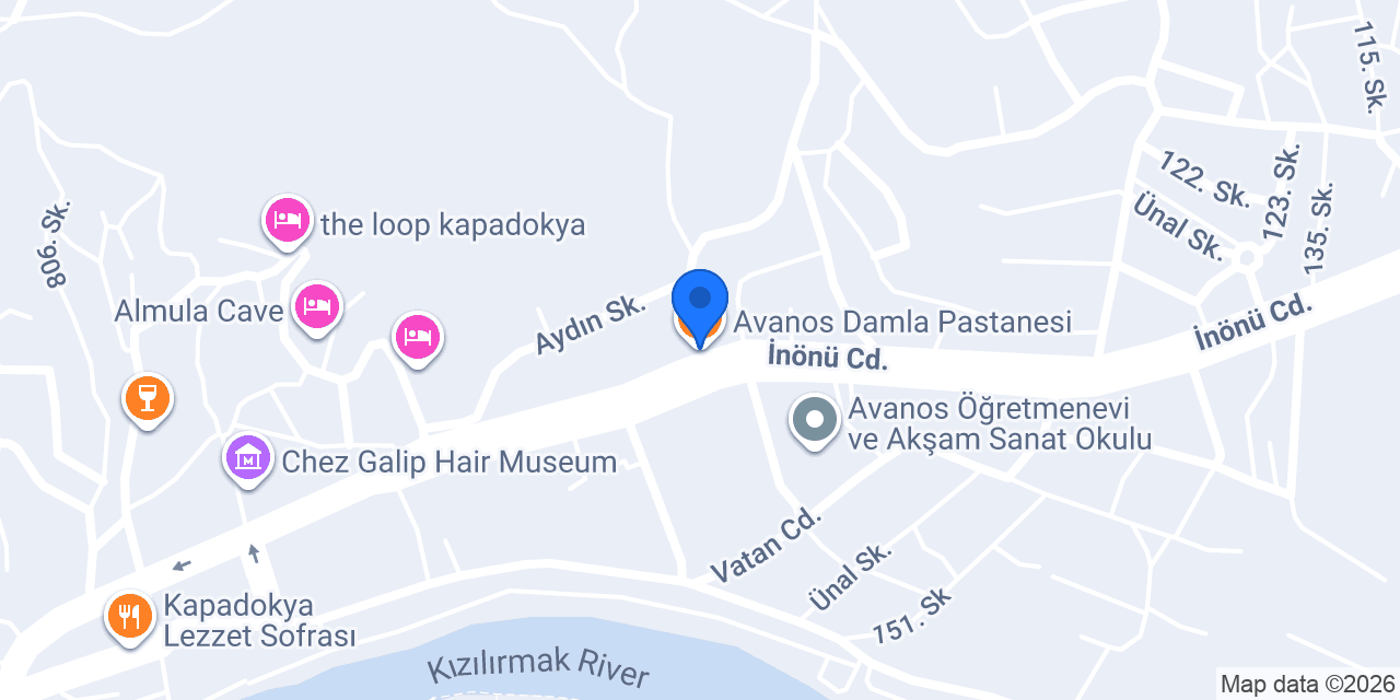 Avanos Damla Pastanesi konumu