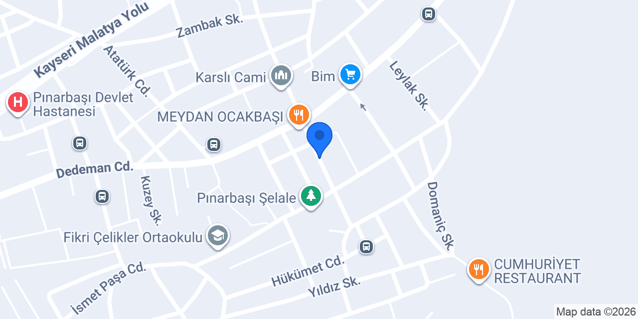 Pınarbaşı Veteriner Kliniği konumu