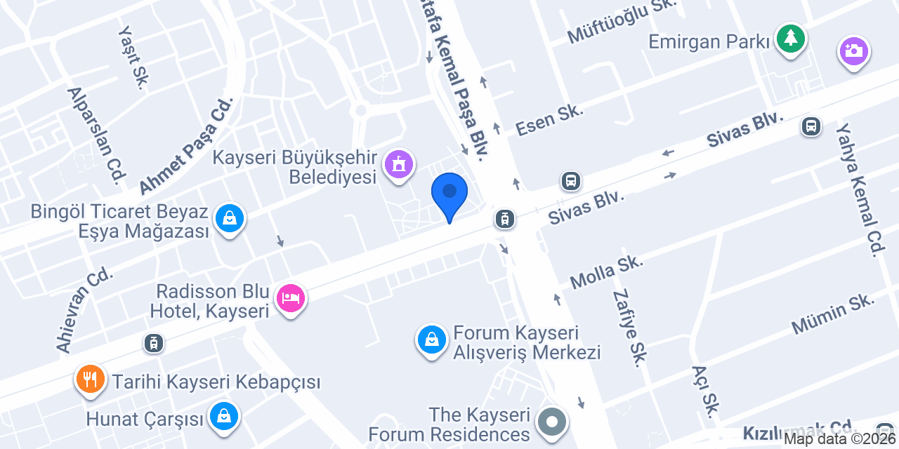 Kayseri İmar A.Ş. konumu