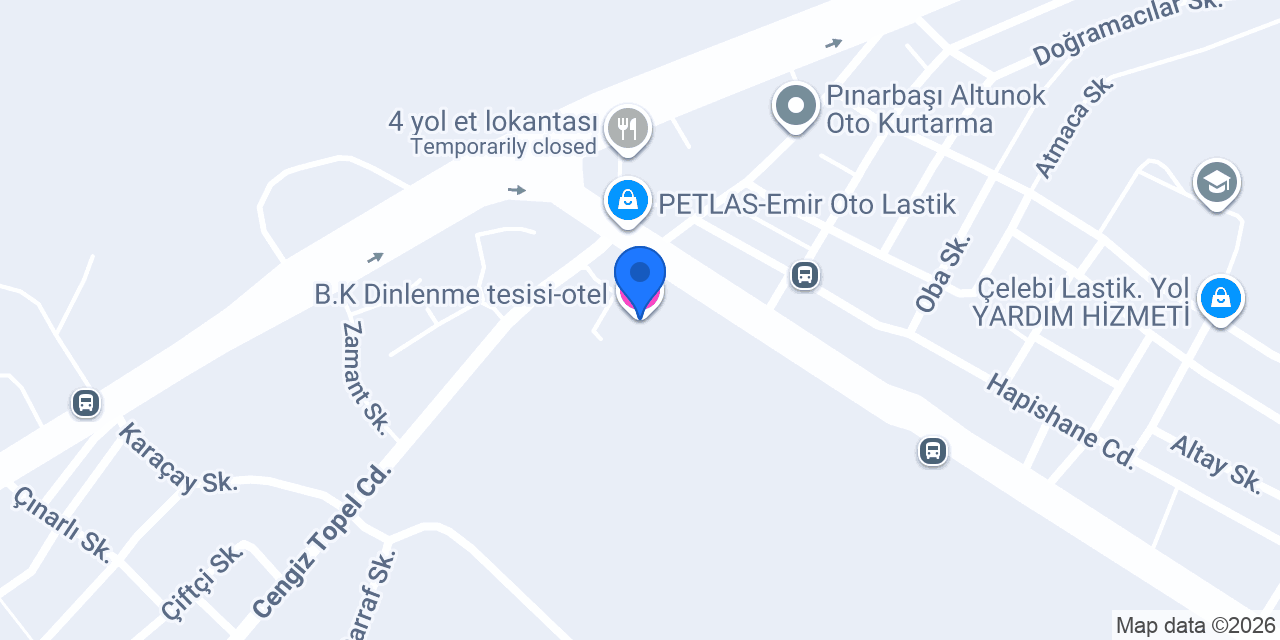 B.K Dinlenme tesisi-otel konumu