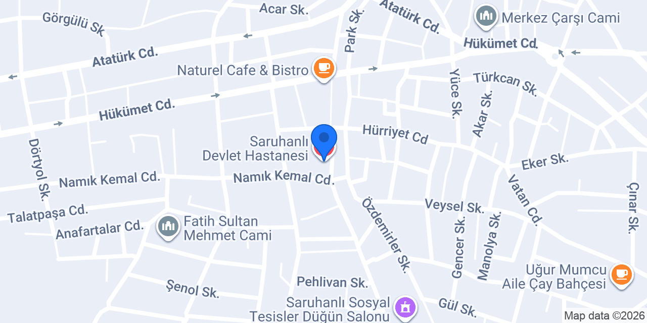Saruhanlı Devlet Hastanesi konumu