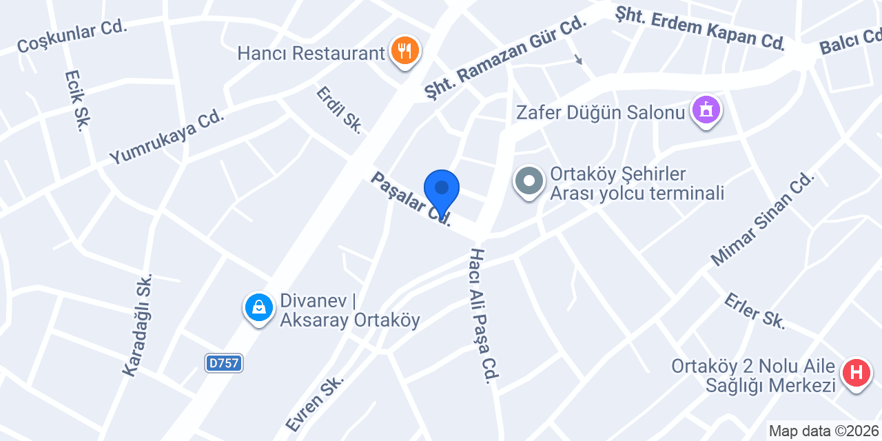 Ortaköy İnci Otel konumu