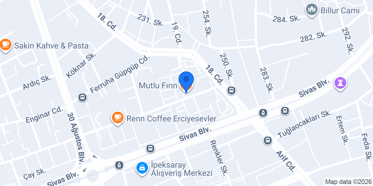 Mutlu Fırın konumu