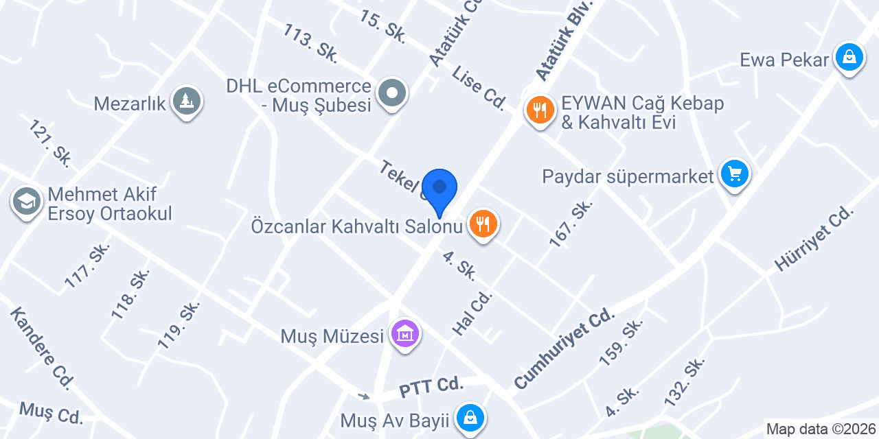 Otel Şehir Palas Muş konumu