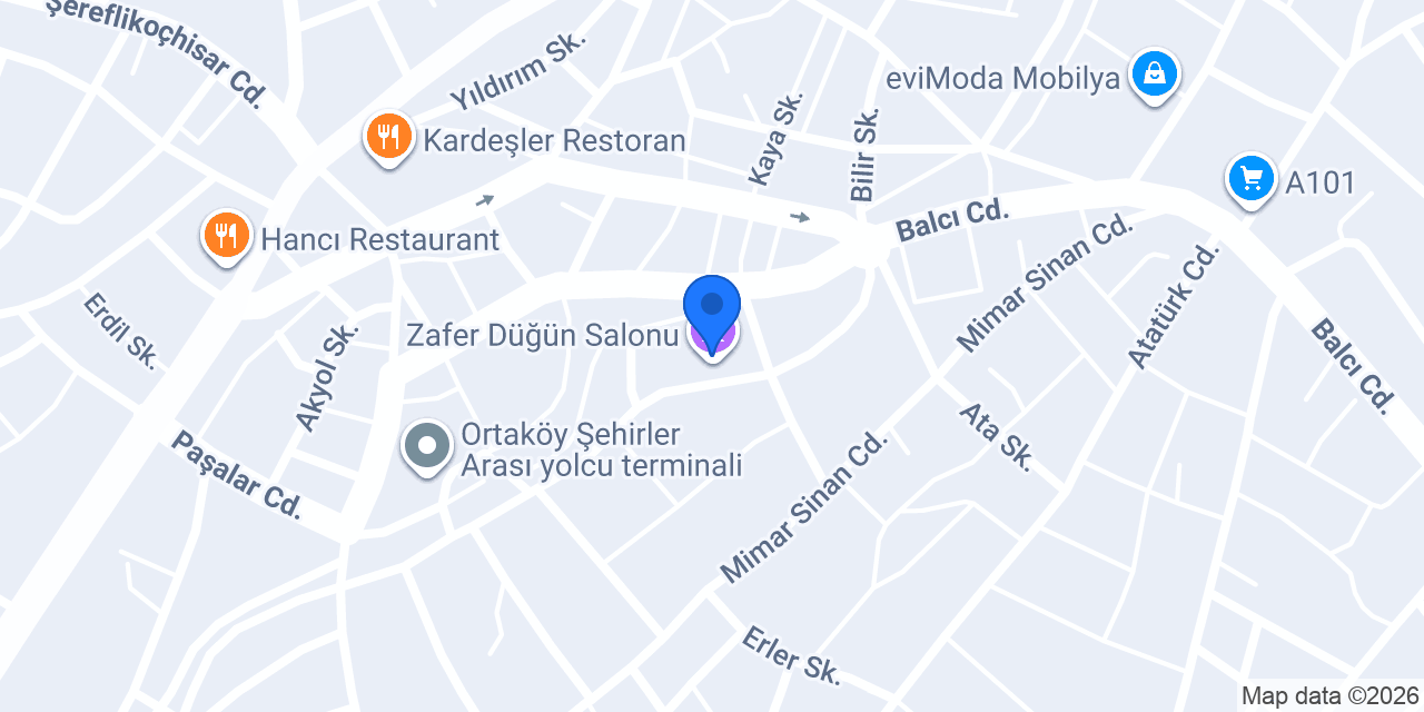 Zafer Düğün Salonu konumu