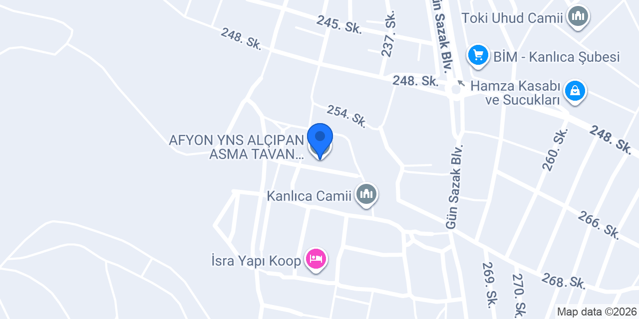 AFYON YNS ALÇIPAN ASMA TAVAN konumu