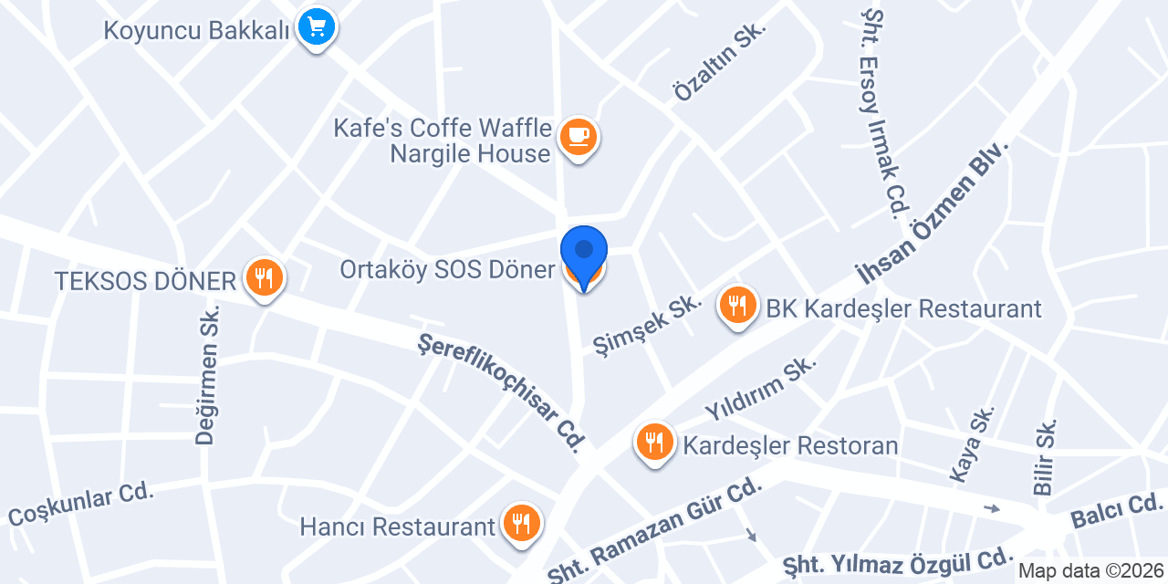Ortaköy SOS Döner konumu