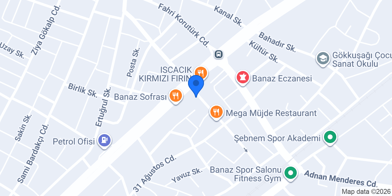 Şekerbank Banaz Şubesi konumu