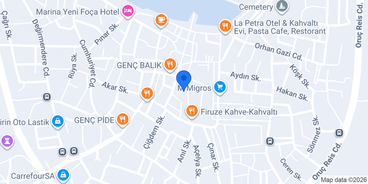 Deniz Hotel Yeni Foça konumu