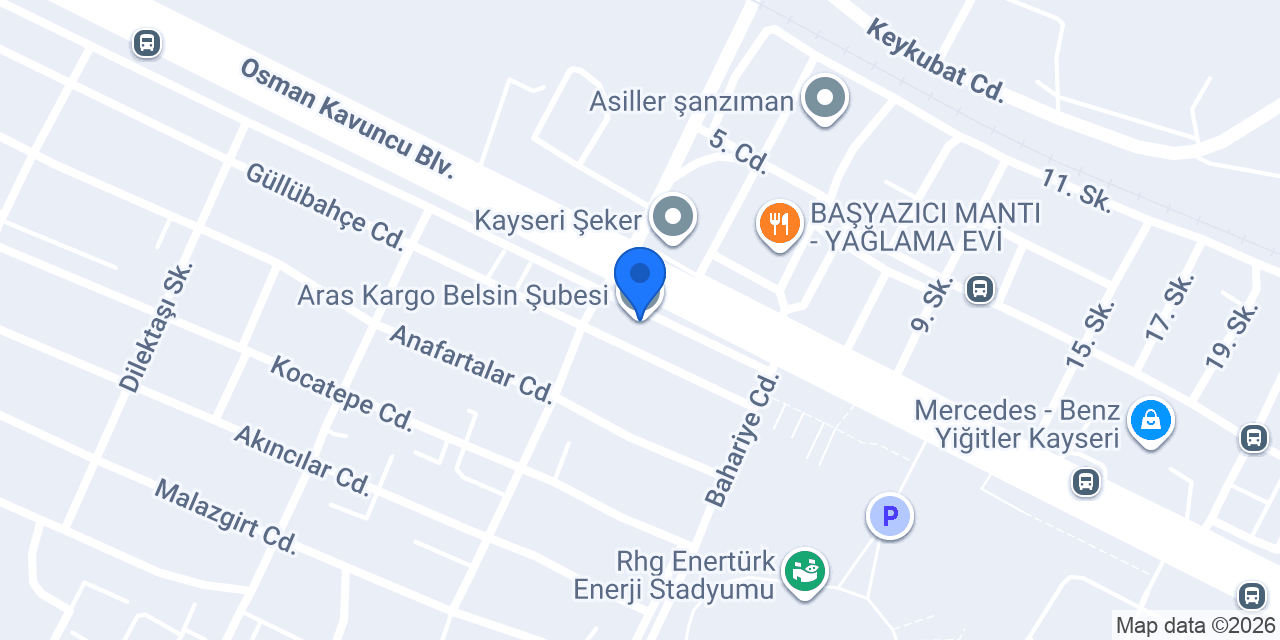Aras Kargo Belsin Şubesi konumu