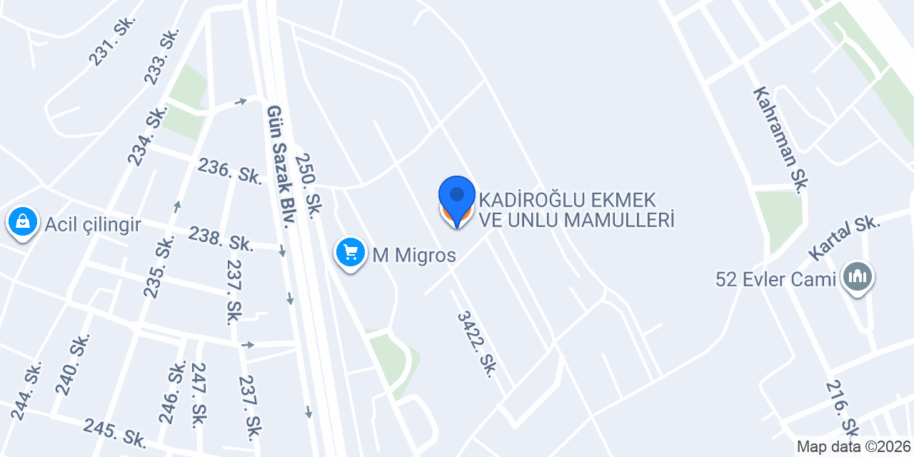 KADİROĞLU EKMEK VE UNLU MAMULLERİ konumu
