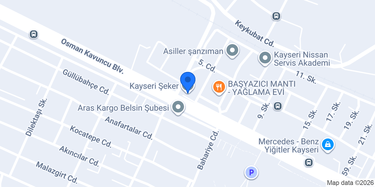 Kayseri Şeker konumu