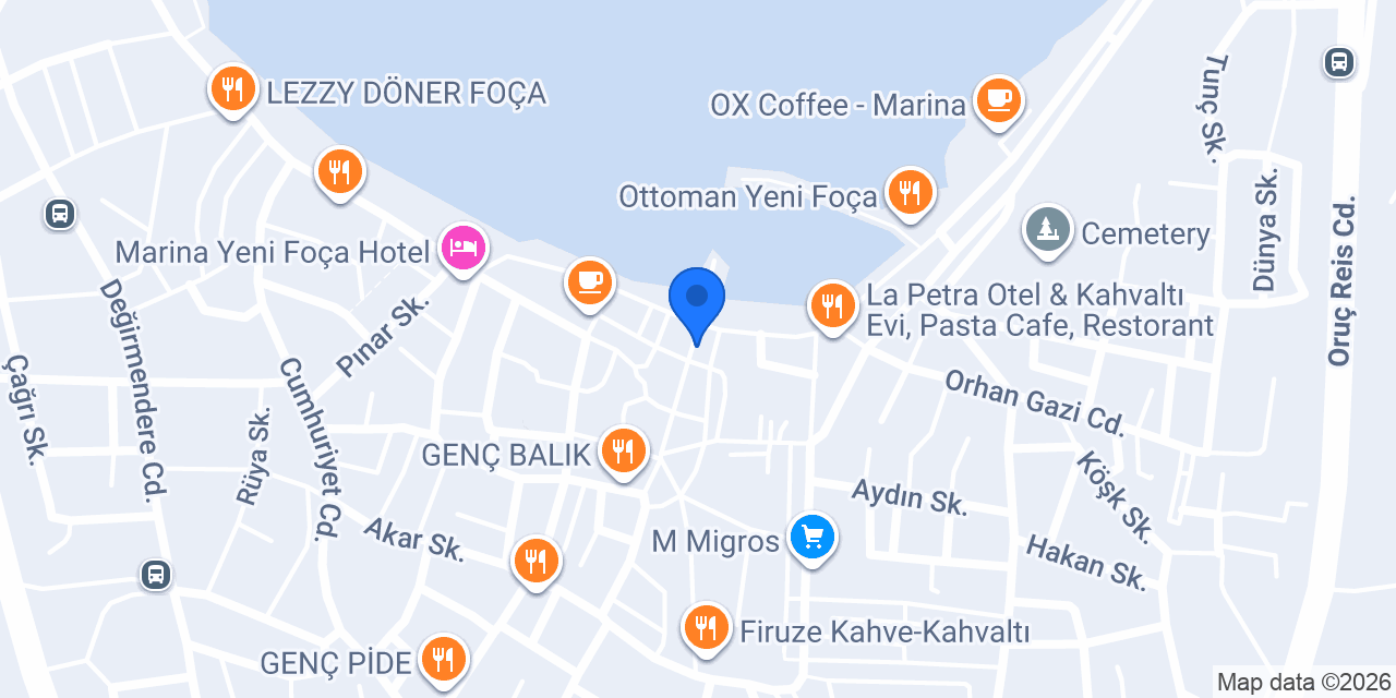 Yeni Foça Pizza Deniz Cafe konumu