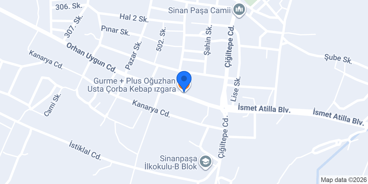 Gurme + Plus Oğuzhan Usta Çorba Kebap ızgara konumu