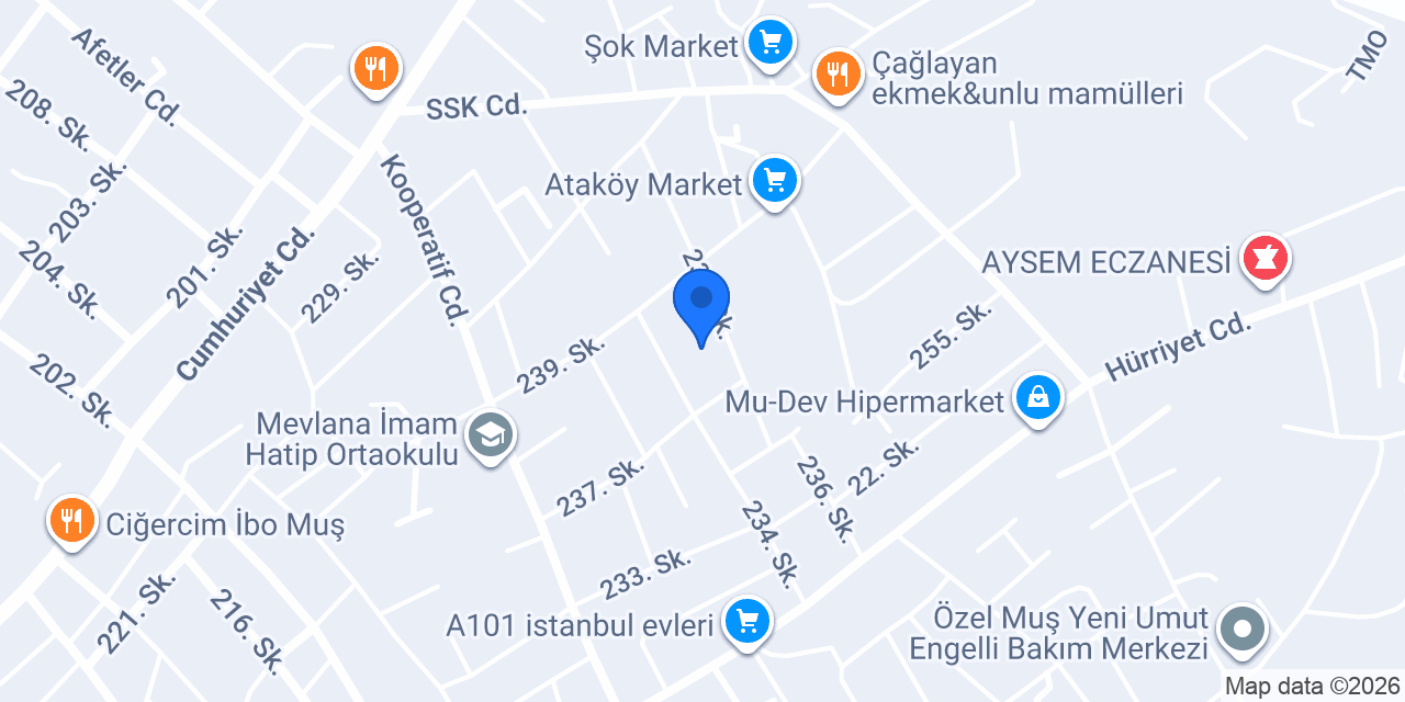 Muş Zafer ASM konumu
