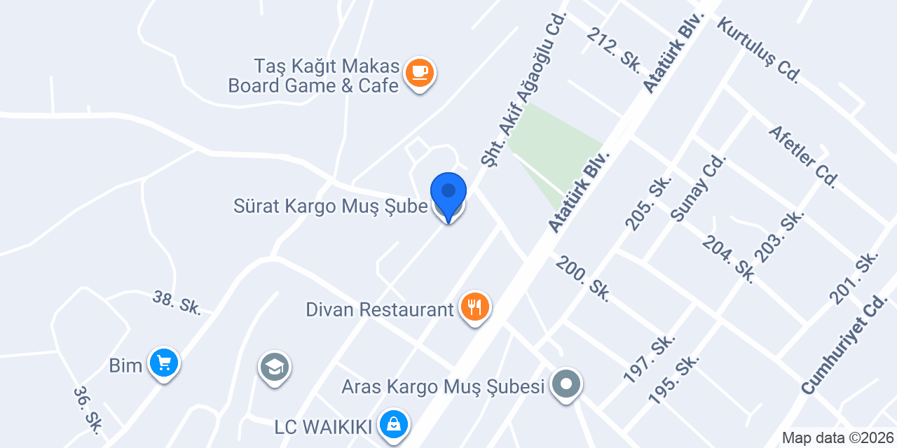 Sürat Kargo Muş Şube konumu