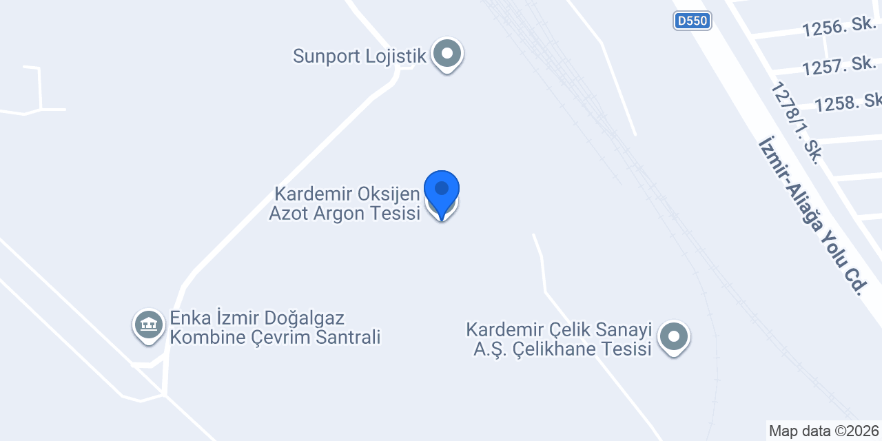 Kardemir Oksijen Azot Argon Tesisi konumu