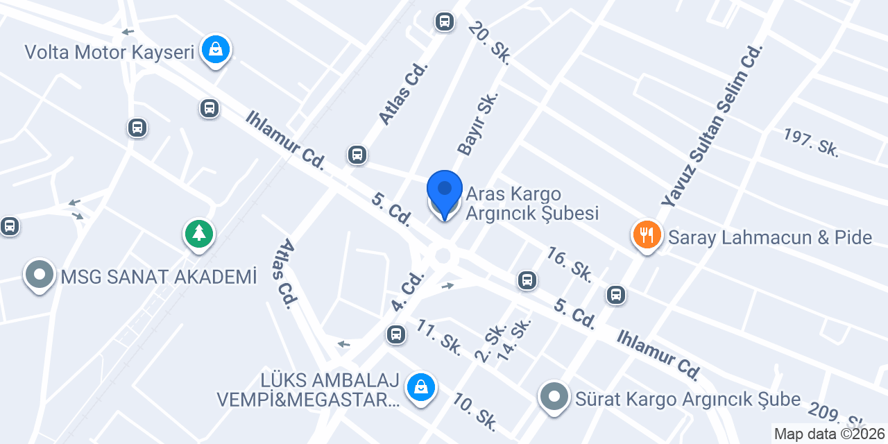 Aras Kargo Argıncık Şubesi konumu