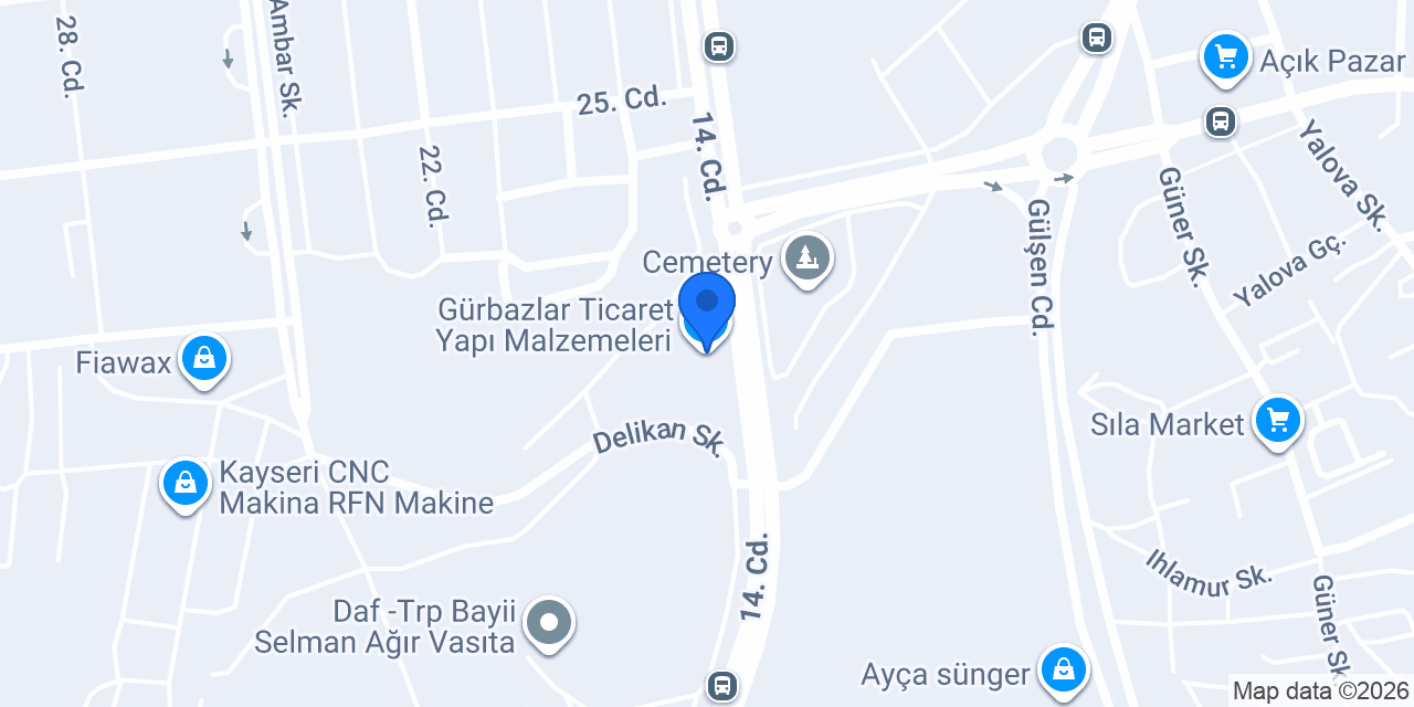 Gürbazlar Ticaret Yapı Malzemeleri konumu