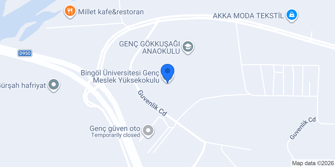 Bingöl Üniversitesi Genç Meslek Yüksekokulu konumu
