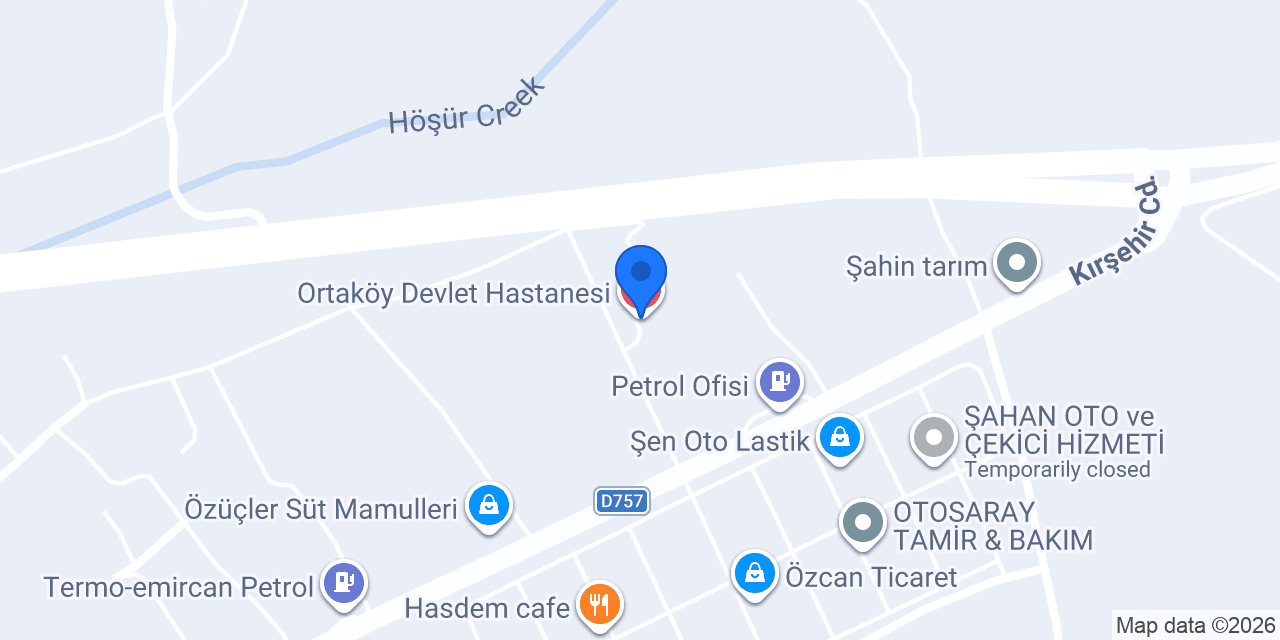 Ortaköy Devlet Hastanesi konumu
